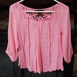 Coral Top with Lace Back